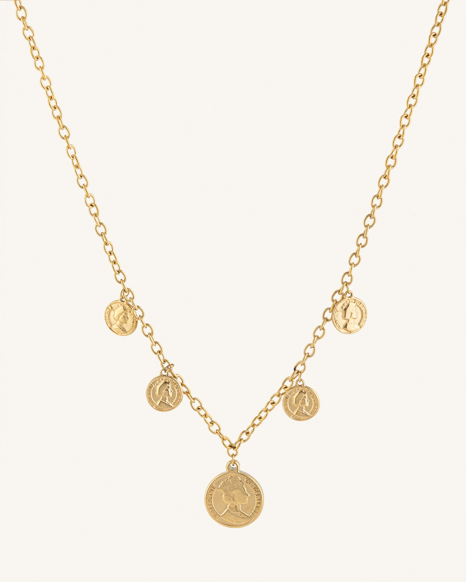 Κολιέ με Φλουριά από Ανοξείδωτο Ατσάλι Coin Charm