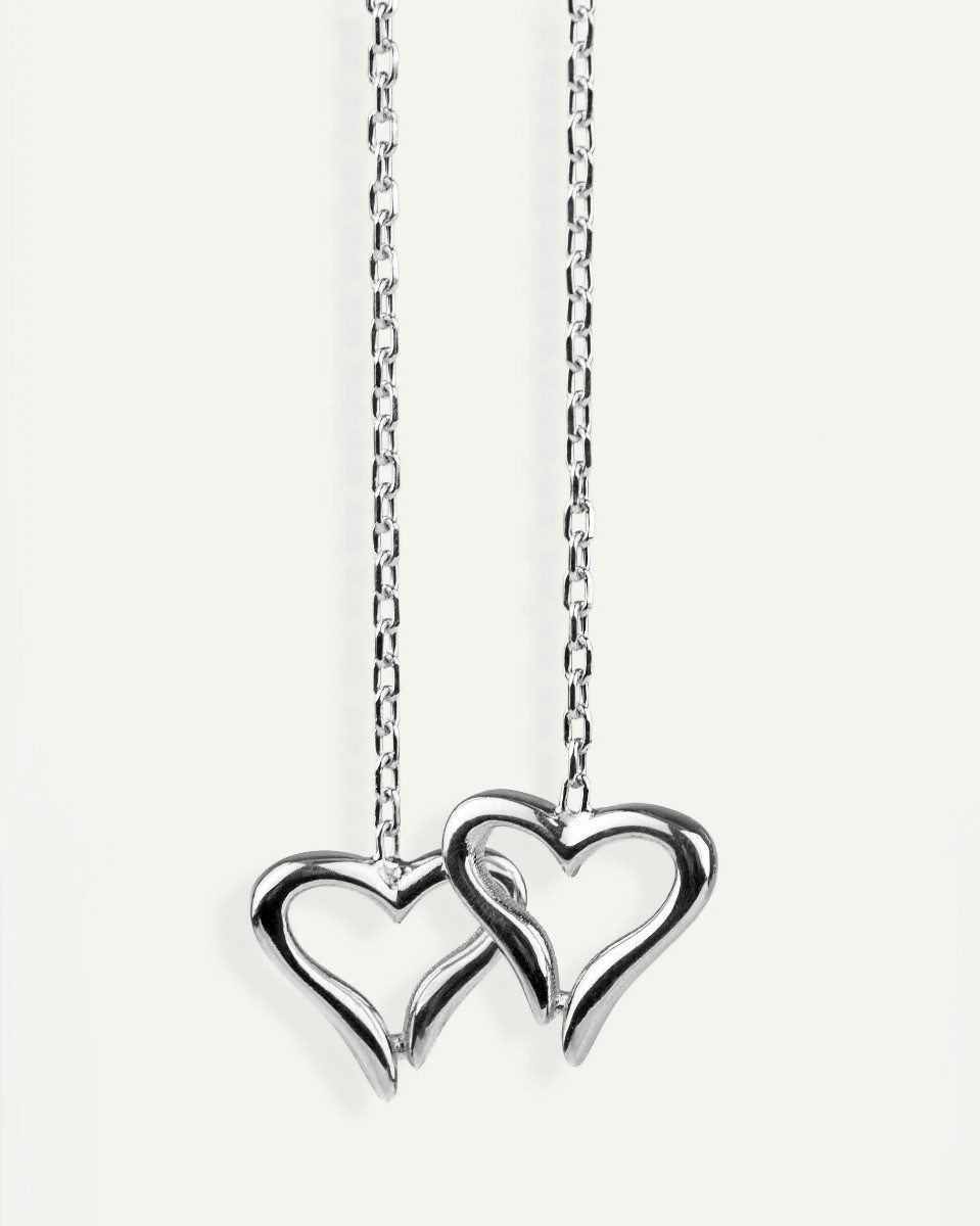Σκουλαρίκια Με Κρεμαστή Αλυσίδα Sterling Silver 925 Heart 3D