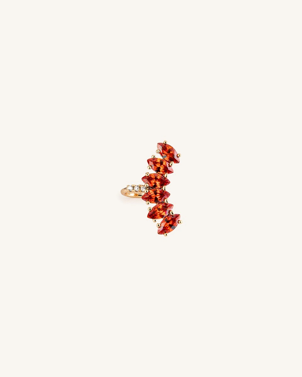 Ear Cuff Ροζ Χρυσό/Κόκκινο Cenzina