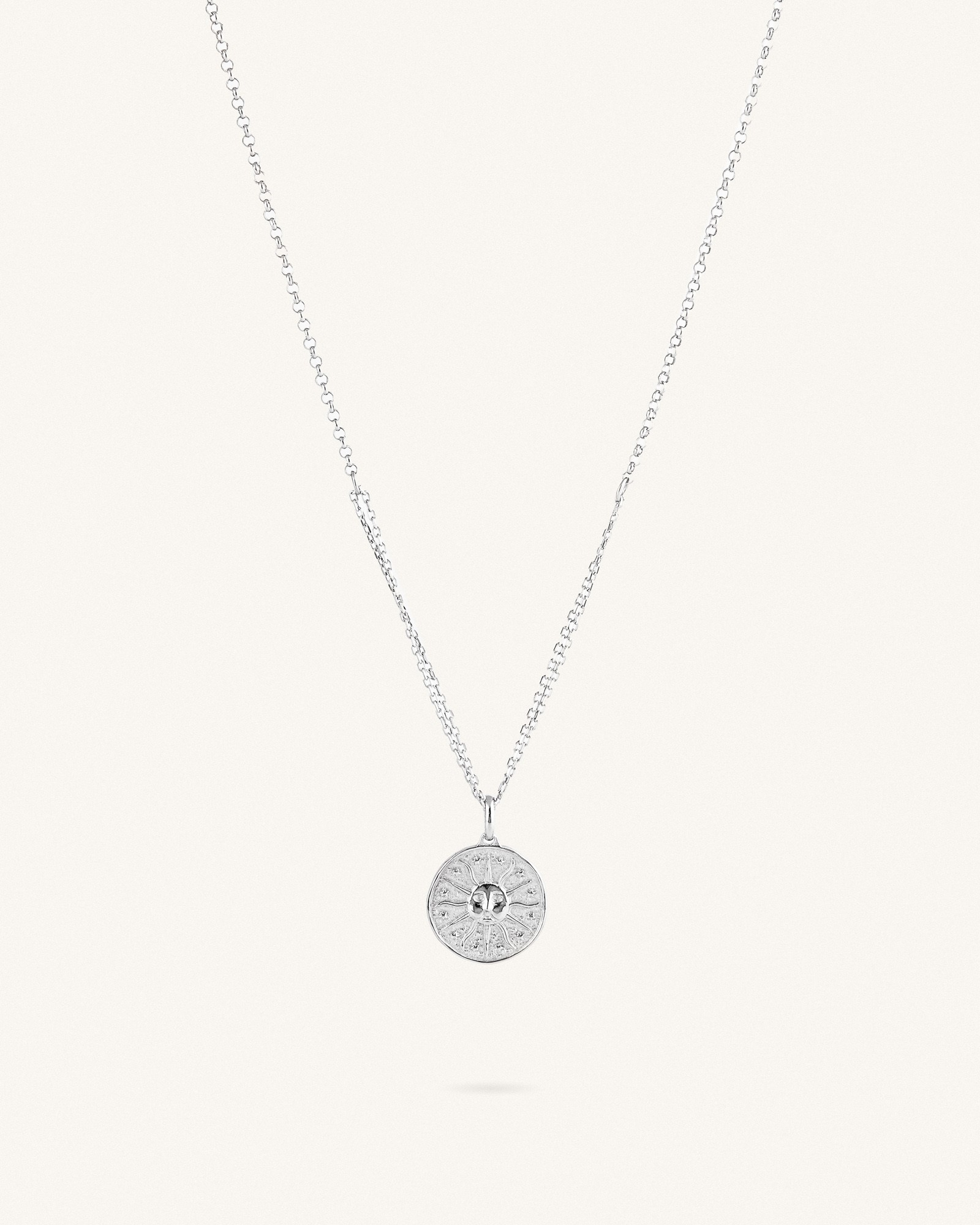 Κολιέ Ασημί Sterling Silver 925 Boho Sun Coin