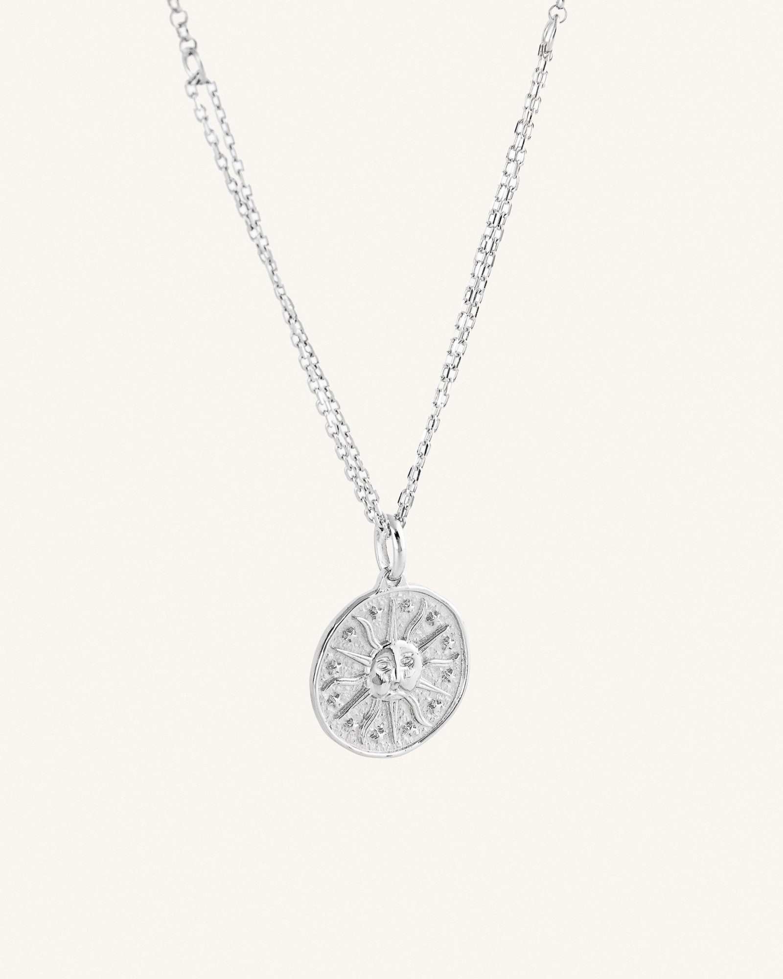 Κολιέ Ασημί Sterling Silver 925 Boho Sun Coin