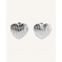 Σκουλαρίκια Καρφωτά Vintage Ribbed Hearts Silver