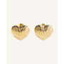 Σκουλαρίκια Καρφωτά Vintage Ribbed Hearts Gold