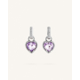 Σκουλαρίκια Κρεμαστά Με Καρδιά Tulip Silver/Purple