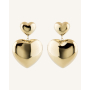 Σκουλαρίκια Κρεμαστά Double Hearts Gold