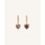 Σκουλαρίκια Κρεμαστά Vale Hearts Gold/Purple