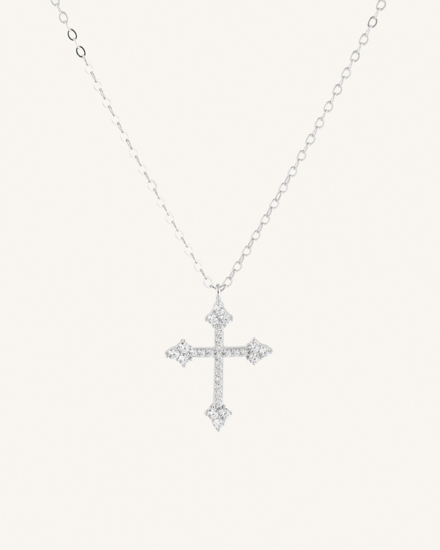 Κολιέ Με Σταυρό Και Ζιργκόν Sterling Silver 925 Valer