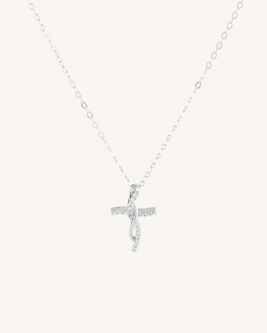 Κολιέ Με Σταυρό Και Ζιργκόν Sterling Silver 925 Contour