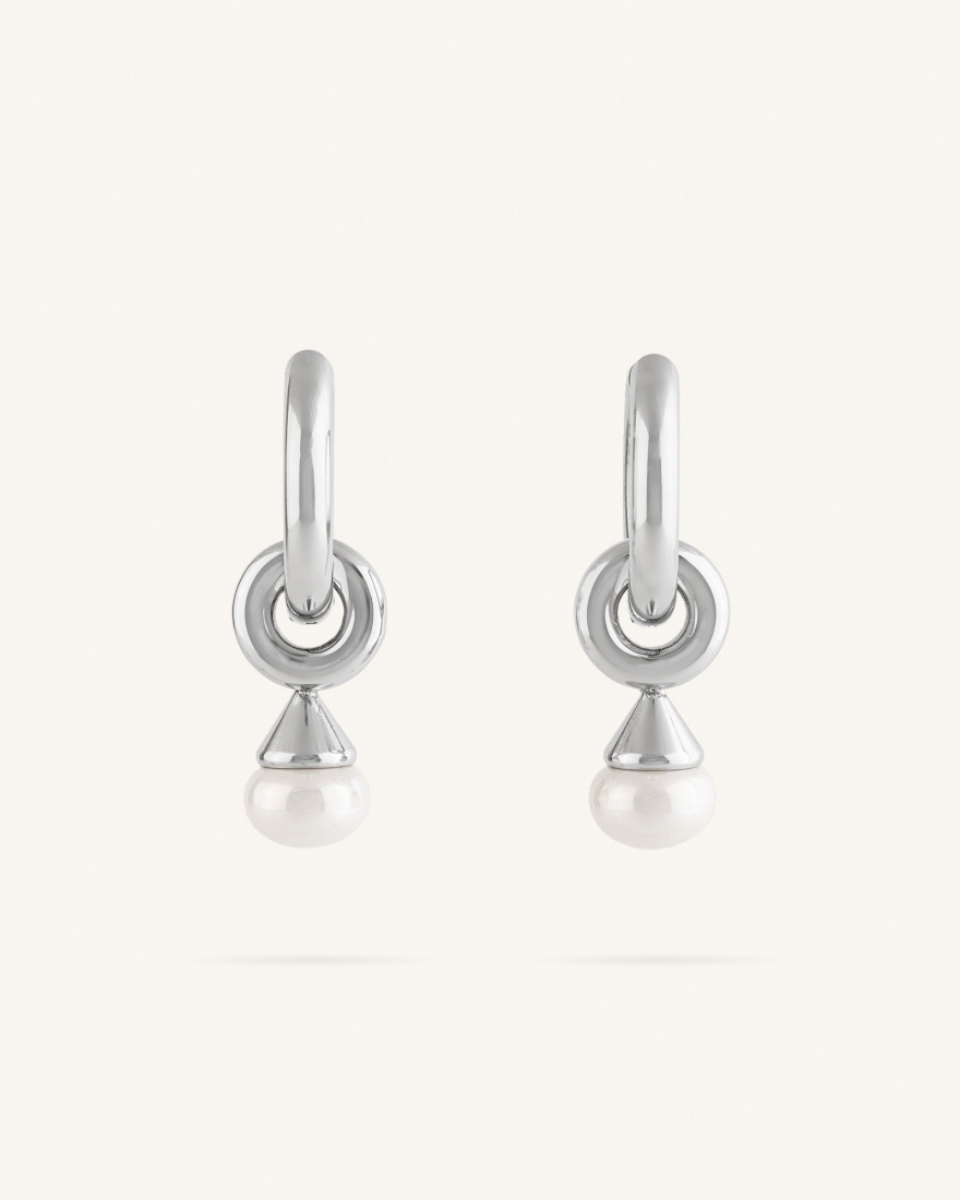 Σκουλαρίκια Κρίκοι με Κρεμαστή Πέρλα Pearl Drop Hoops