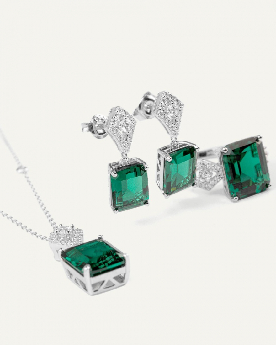 Σκουλαρίκια Sterling Silver 925 Πράσινο Devi