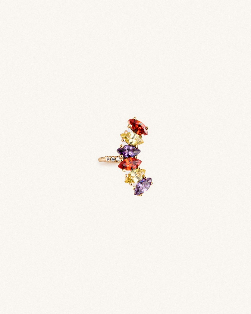 Ear Cuff Ροζ Χρυσό/Πολύχρωμο Cenzina