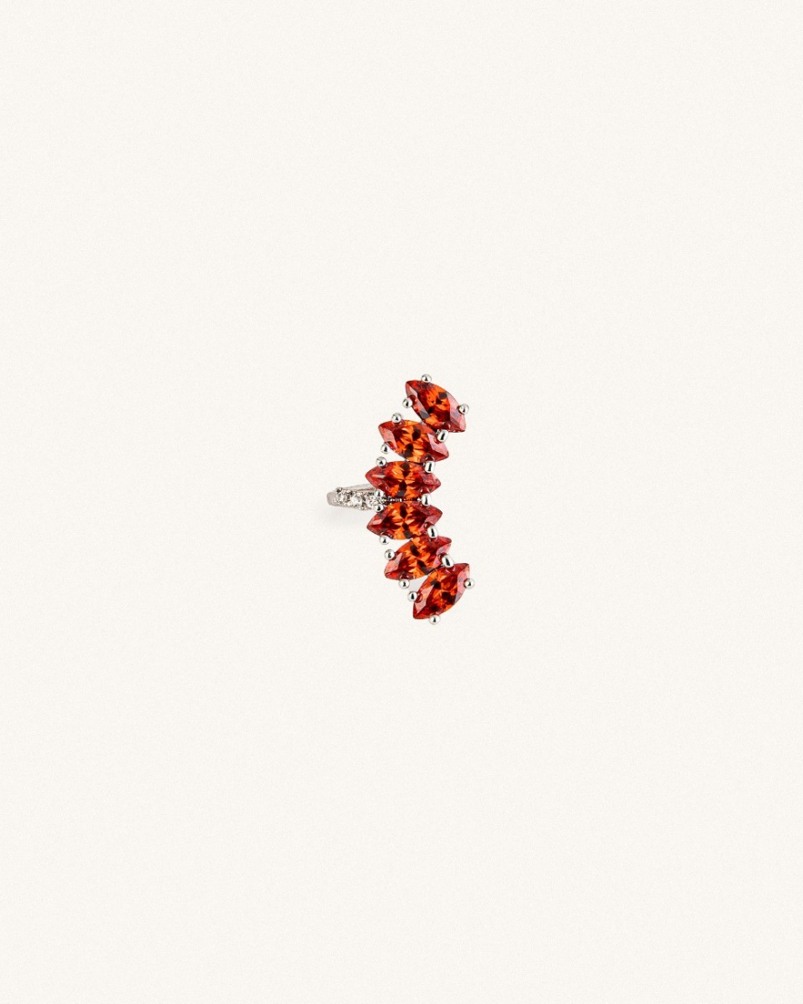 Ear Cuff Ασημί/Κόκκινο Cenzina