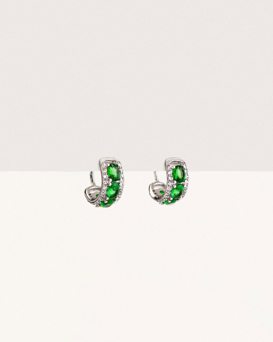 Ear Cuff Aσημί/Πράσινο Jens