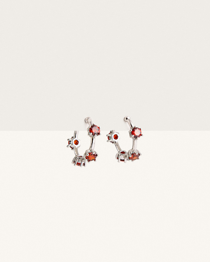 Ear Cuff Aσημί/Κόκκινο Romeon