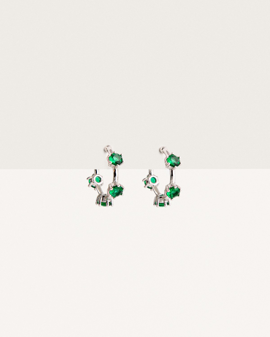 Ear Cuff Aσημί/Πράσινο Romeon