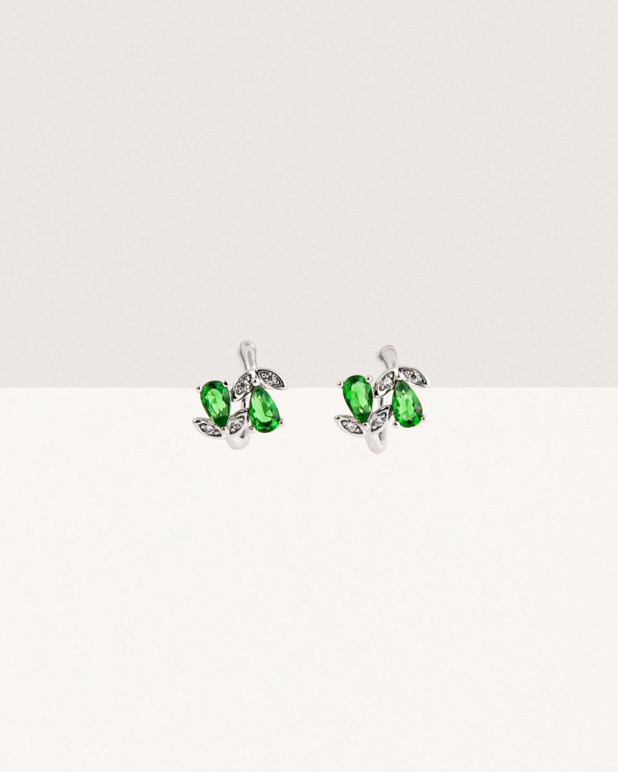 Ear Cuff Aσημί/Πράσινο Flowerins
